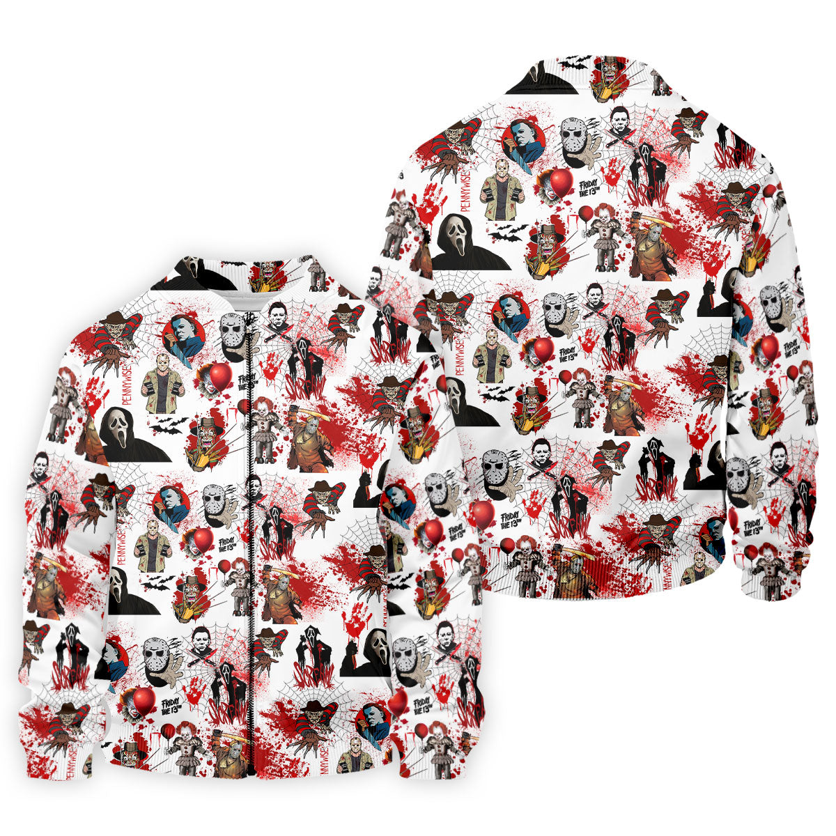 Horror Villain Blood Splatter Print Golf Tops For Men, Halloween Golf Shirt, Polo ShirtFor Men, Golfing Apparel