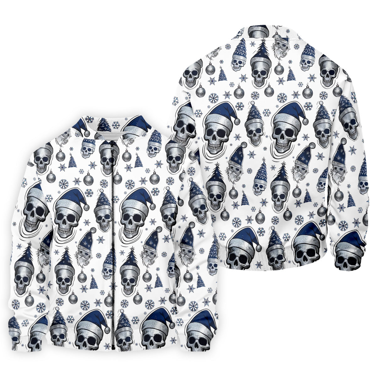 Vintage Skull Christmas Golf Shirt, White Polo Shirt, Cool Golf Gift, Golf Shirts For Men