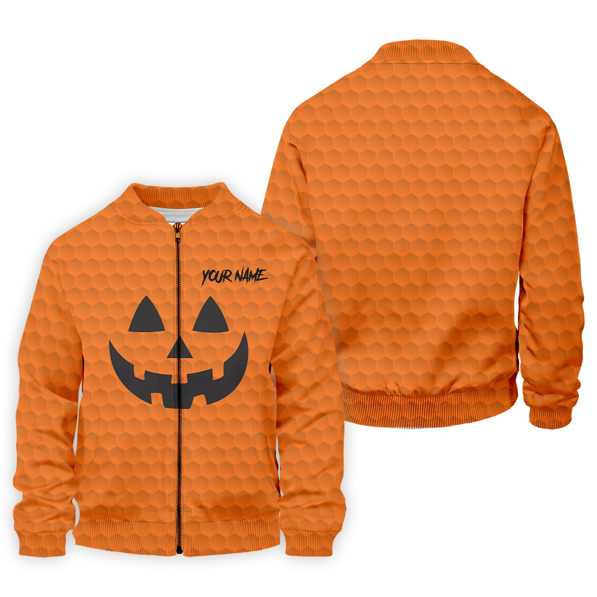 Halloween Pumpkin Face Custom Name Men's Funny Golf Shirts, Polo ShirtFor Men, Golf Gift For Men
