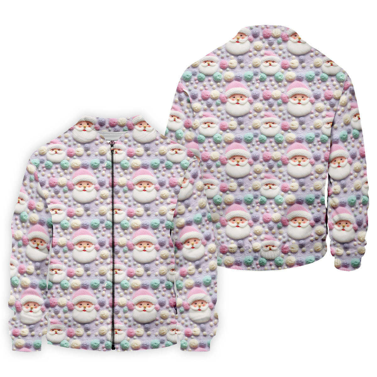 Knit Santa Pastel Pattern Golf Tops For Men, Christmas Golf Shirt, Cute Golf Outfit, Golf Shirts For Men