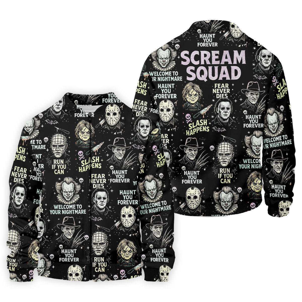 Scream Squad Horror Halloween Character Halloween Polo Shirt Horror Movie Shirt, Men's Golf Polo