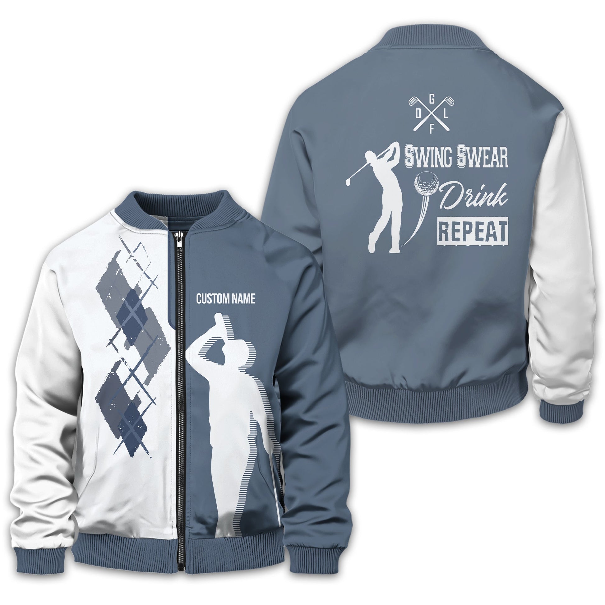 Swing Swear Drink Repeat Personalized Golf Polo ShirtGolf Shirt For Men, Gift For Golfers