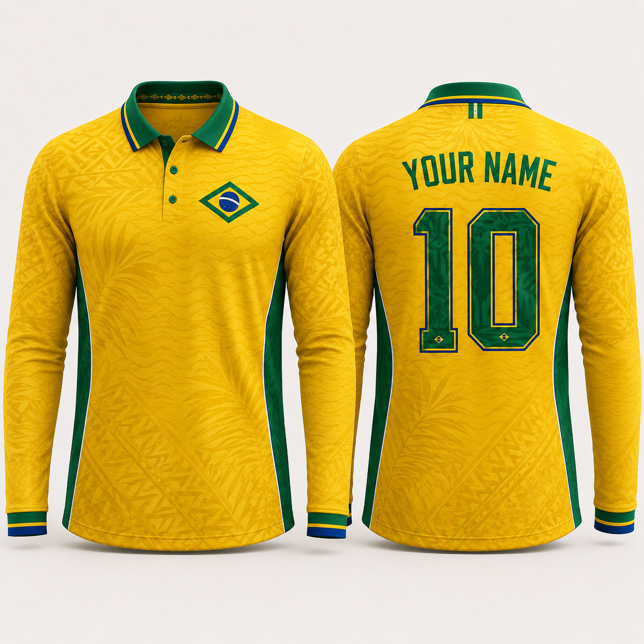 Brazilian Soccer Team V-NeckMen Football Lover, Tropical Foliage Soccer Fan Gift