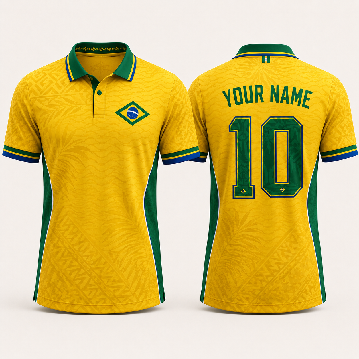 Brazilian Soccer Team V-NeckMen Football Lover, Tropical Foliage Soccer Fan Gift