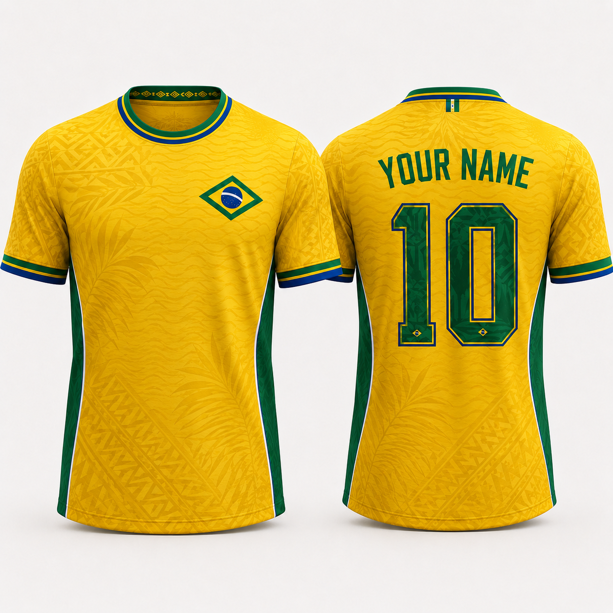 Brazilian Soccer Team V-NeckMen Football Lover, Tropical Foliage Soccer Fan Gift
