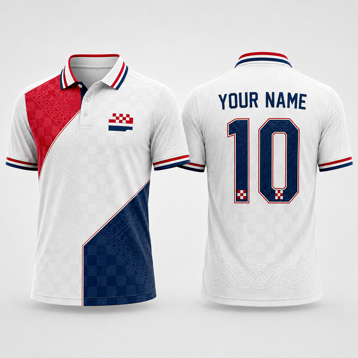 Croatian Checkerboard Interlace V-Neck For Men Football Lover, Croatia Soccer Fan Gift