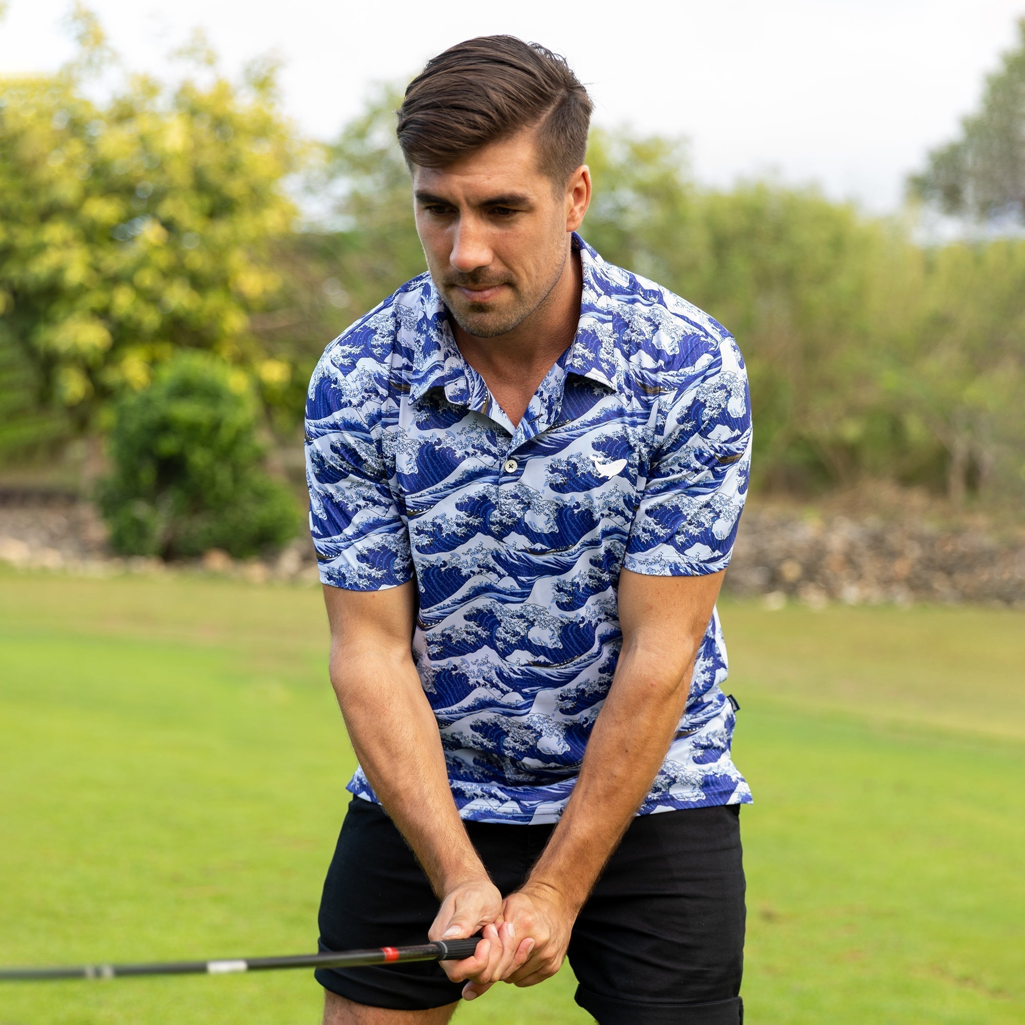 Japanese Ukiyo Men's Golf Polo ShirtFunny Golf Shirt, Gift For Golfers