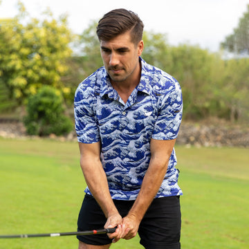 Japanese Ukiyo Men's Golf Polo ShirtFunny Golf Shirt, Gift For Golfers