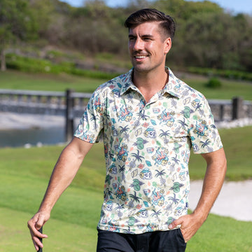 Tropical Wilderness Skull Men's Golf Polo ShirtSkull Golf Shirt, Gift For Golfers