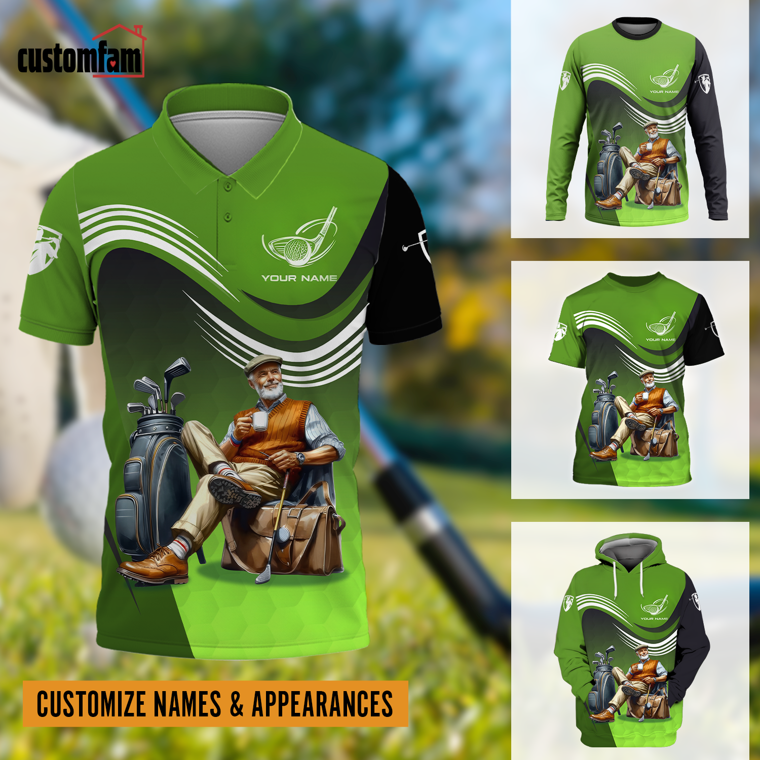 Classic Senior Golfer Custom Men's Golf Polo ShirtGolfing Apparel, Gift For Golfers