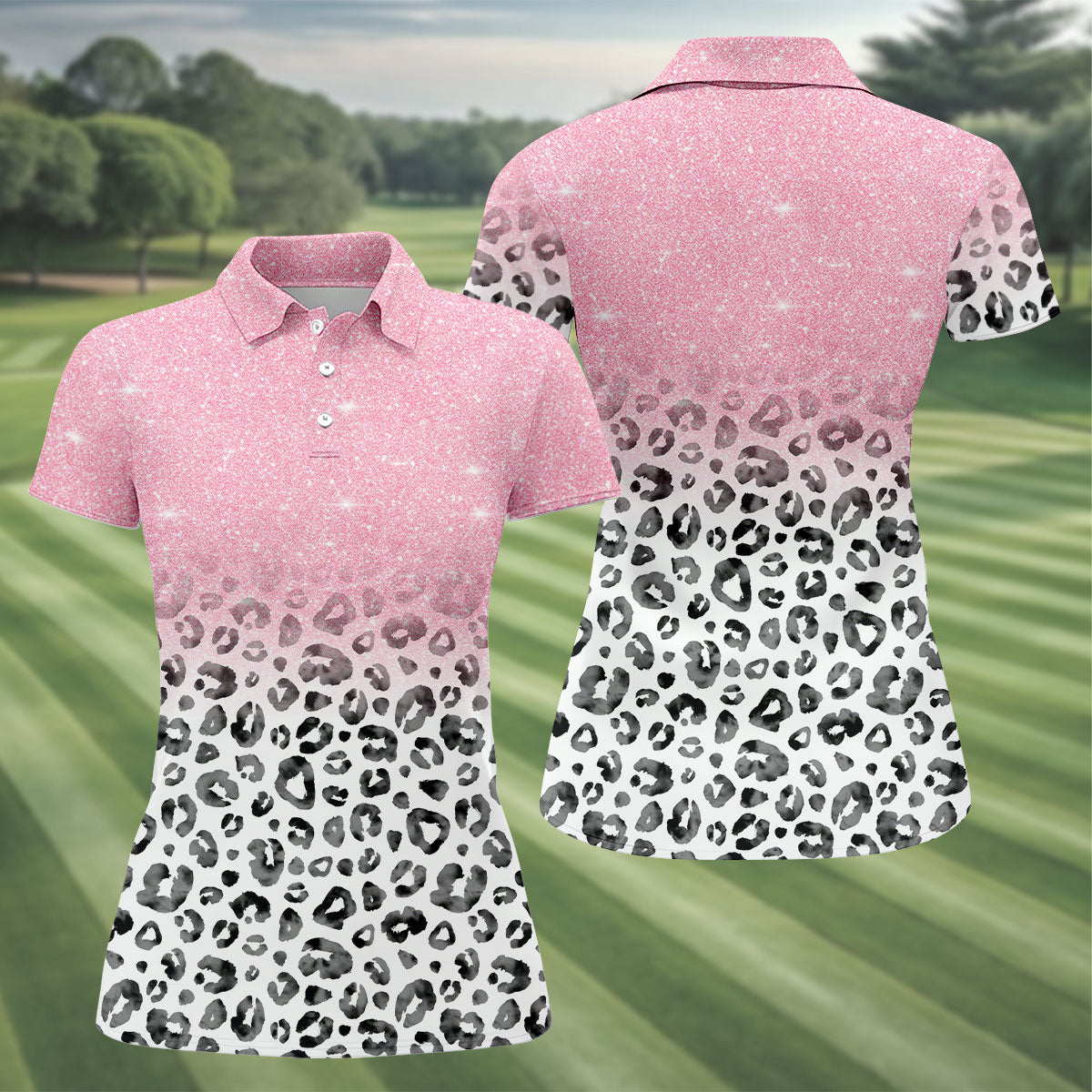 Pink Leopard Women's Golf Shirt, Pink Golf Shirt, Breast Cancer Awareness Shirt, Ladies Golf Shirts