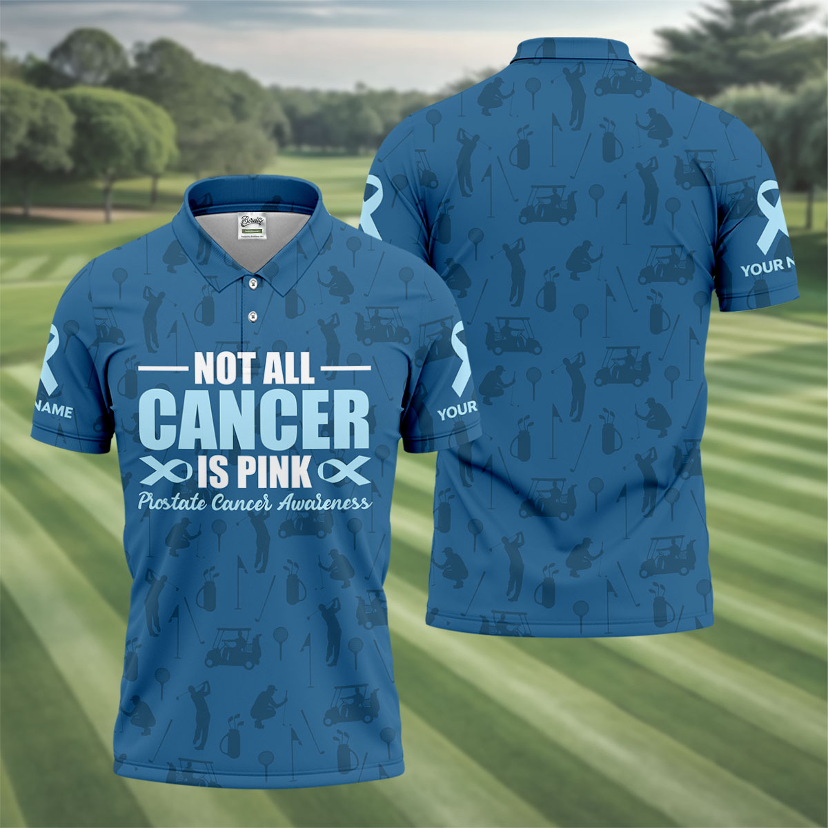 FINAL 4 Not All Cancer Is Pink Prostate Cancer Awareness Men's Polo ShirtProstate Cancer Shirt, Men's Golf Gift