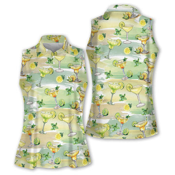 Margarita Golf Shirt For Women, Sleeveless Polo Shirtns, Patterned Golf Polos, Cute Womens Golf Clothes