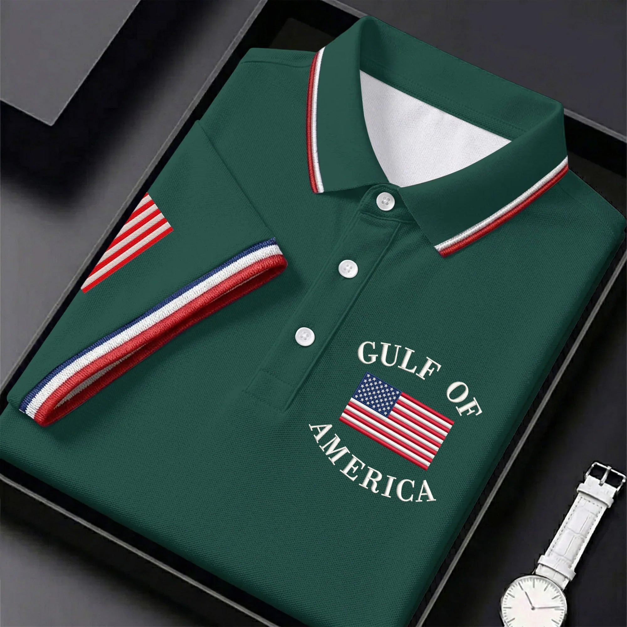 Gulf Of America Patriotic Golf Shirt, 4th Of July Golf Shirt, 250 Years Polo Shirtor Men