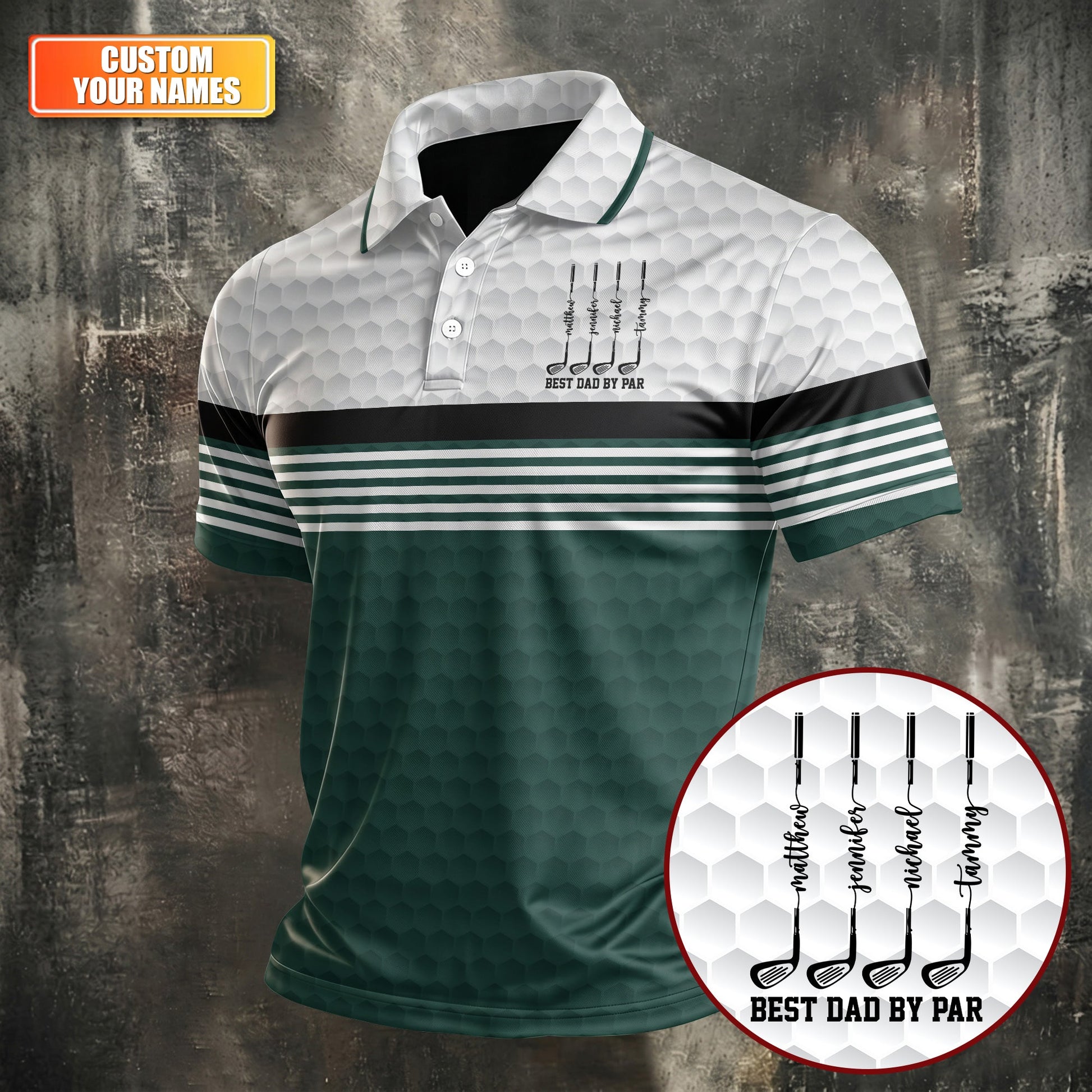 Best Dad By Par Golf Ball Pattern Father's Day Golf Shirt, Golf Gift For Dad, Polo Shirtor Men