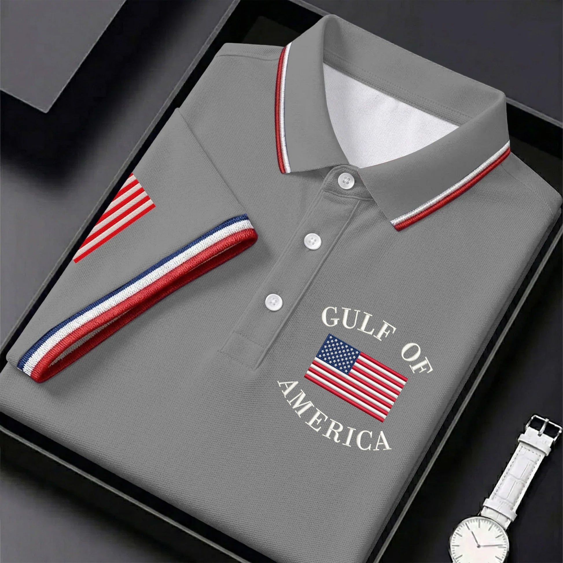 Gulf Of America Patriotic Golf Shirt, 4th Of July Golf Shirt, 250 Years Polo Shirtor Men