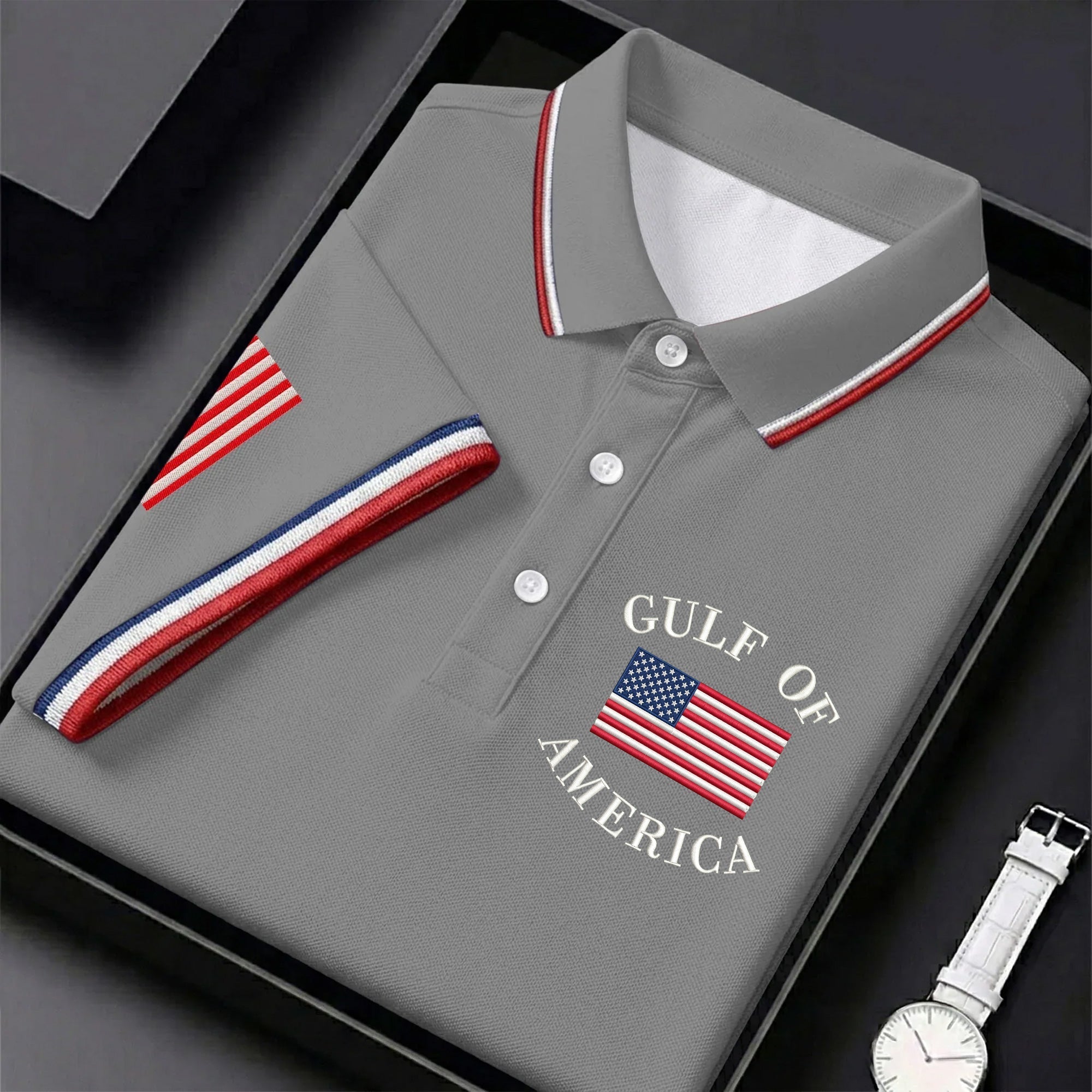 Gulf Of America Patriotic Golf Shirt, 4th Of July Golf Shirt, 250 Years Polo Shirtor Men