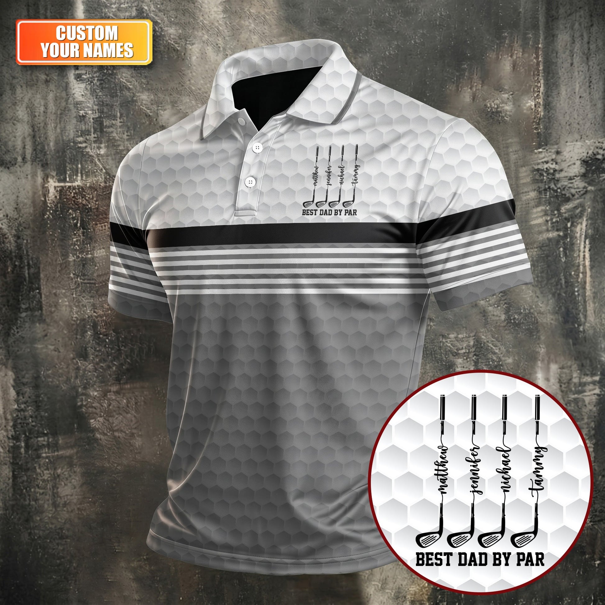Best Dad By Par Golf Ball Pattern Father's Day Golf Shirt, Golf Gift For Dad, Polo Shirtor Men