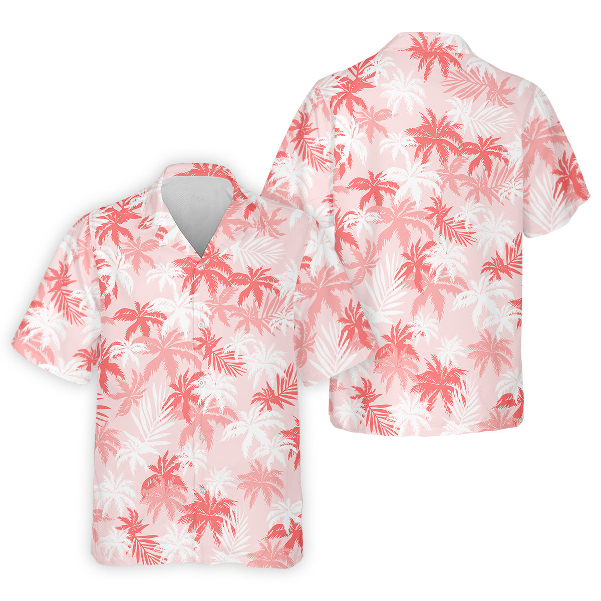 Palm Leaves Print Tropical Pink Golf Tops For Men, Hawaiian Golf Shirts, Polo ShirtFor Men