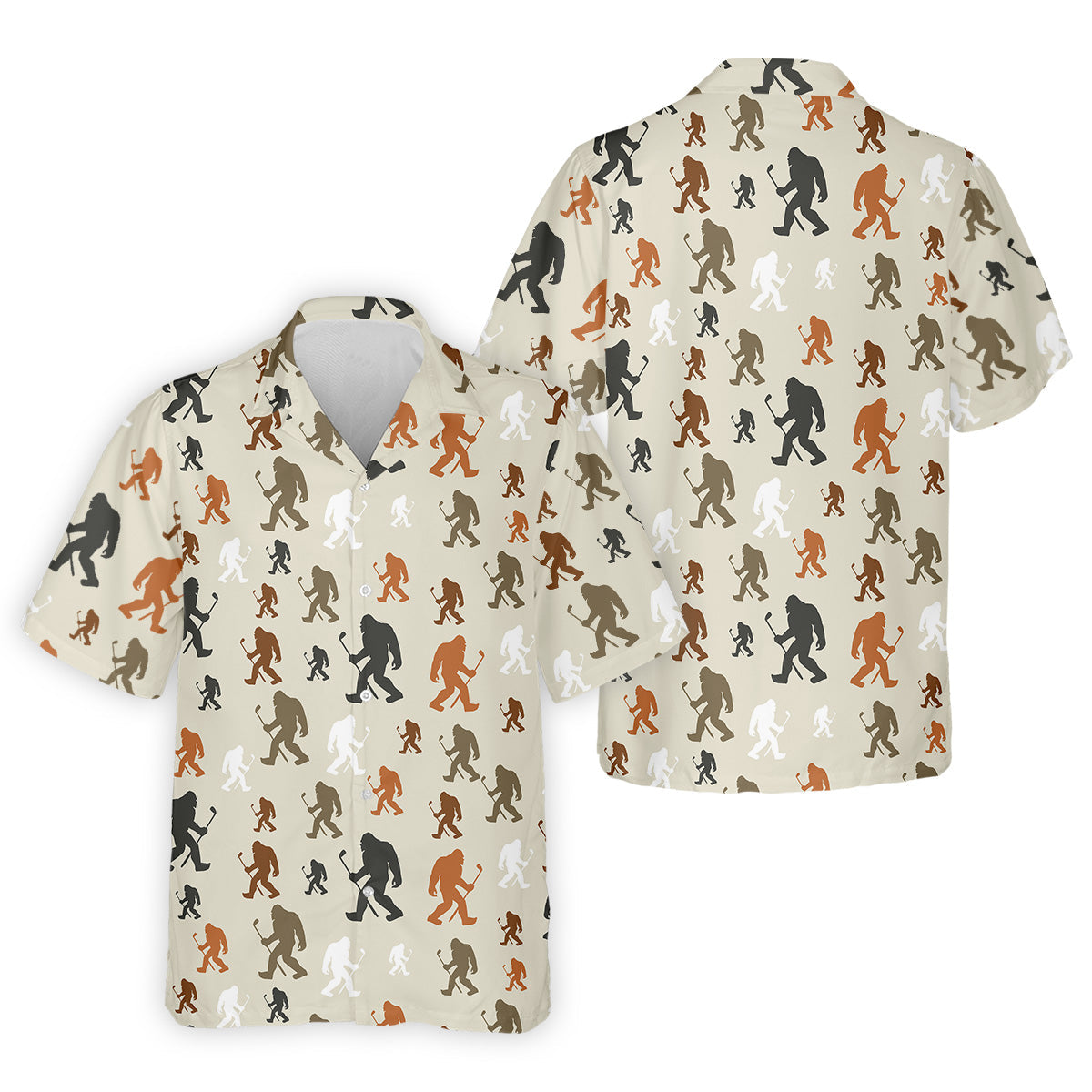 Bigfoot Silhouette Pattern Men's Funny Golf Shirts, Polo Shirtor Men, Cool Golf Gift
