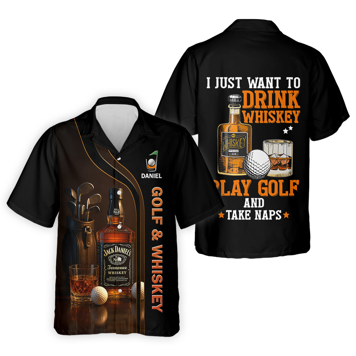 Golf And Whiskey Fun Golf Shirt, Men's Funny Golf Shirts, Unique Gift For Golfer, Golfing Apparel