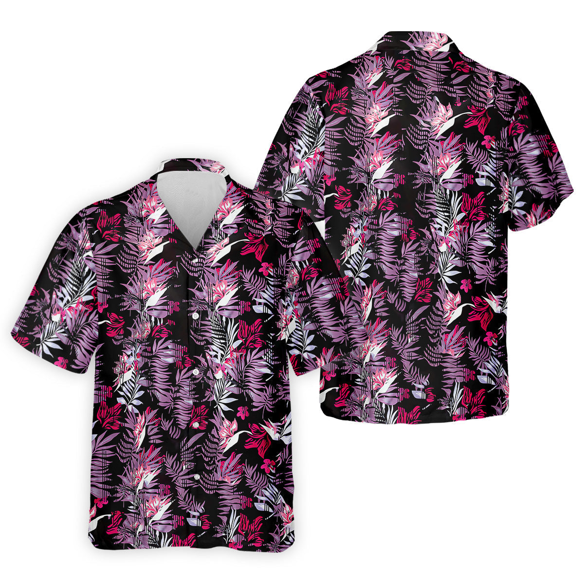 Purple And Black Tropical Golf Shirts, Golf Tops For Men, Polo ShirtFor Men, Golfing Apparel