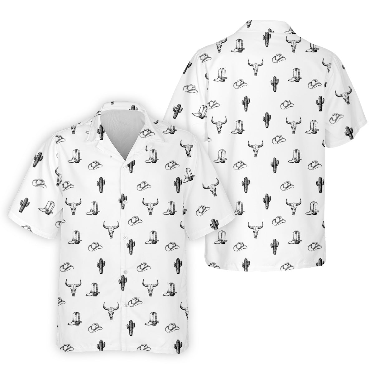 Wild West Cactus White Western Golf Shirt, Golf Tops For Men, Polo Shirtor Men, Golfing Apparel
