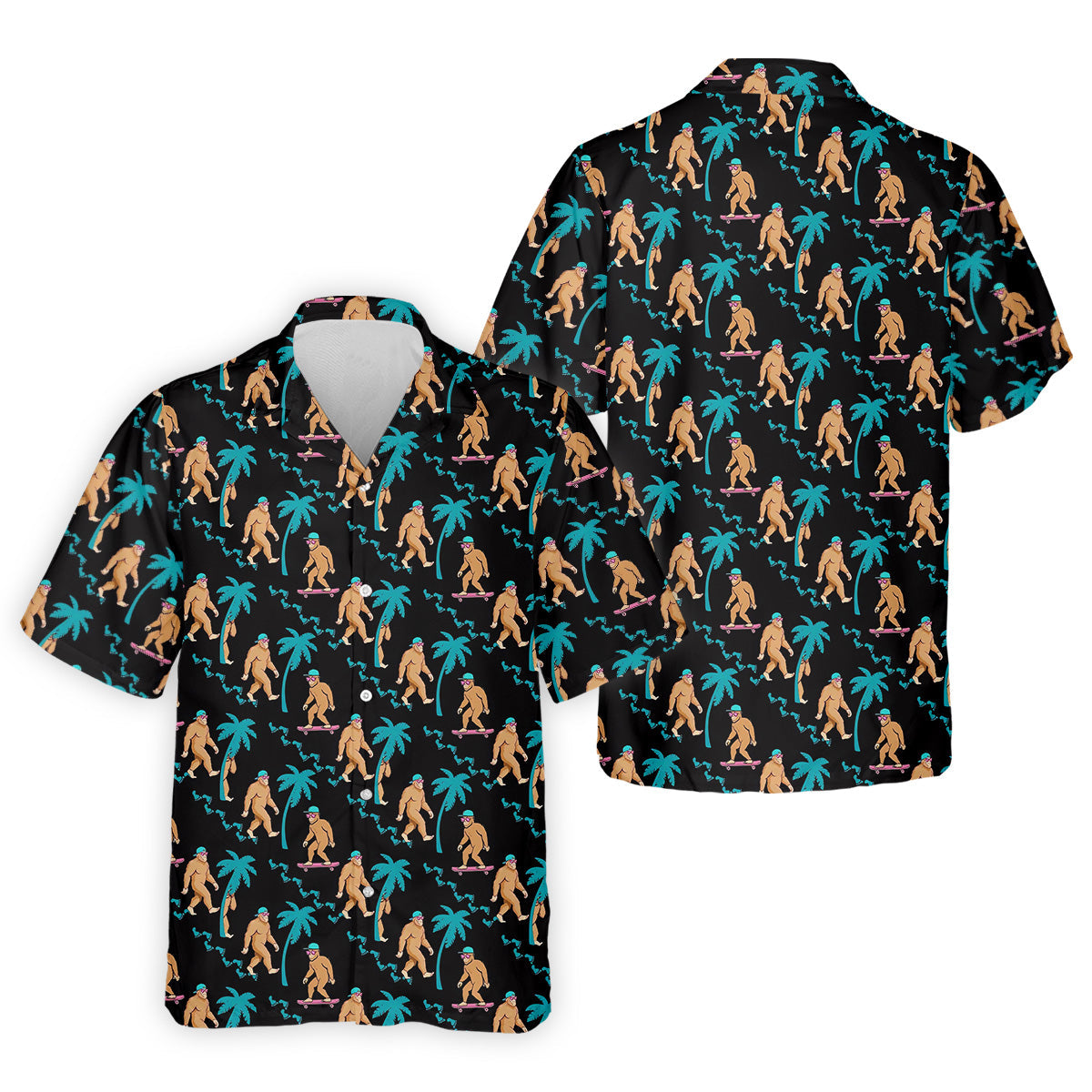 Funny Bigfoot Tropical Palm Golf Shirt, Golf Tops For Men, Hawaiian Golf Shirts, Polo ShirtFor Men