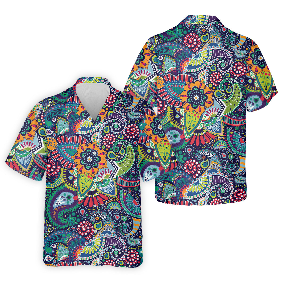 Colorful Paisley Men Polo, Mens Paisley Shirts, Mens Golf Polo Shirt Golf Gift For Men