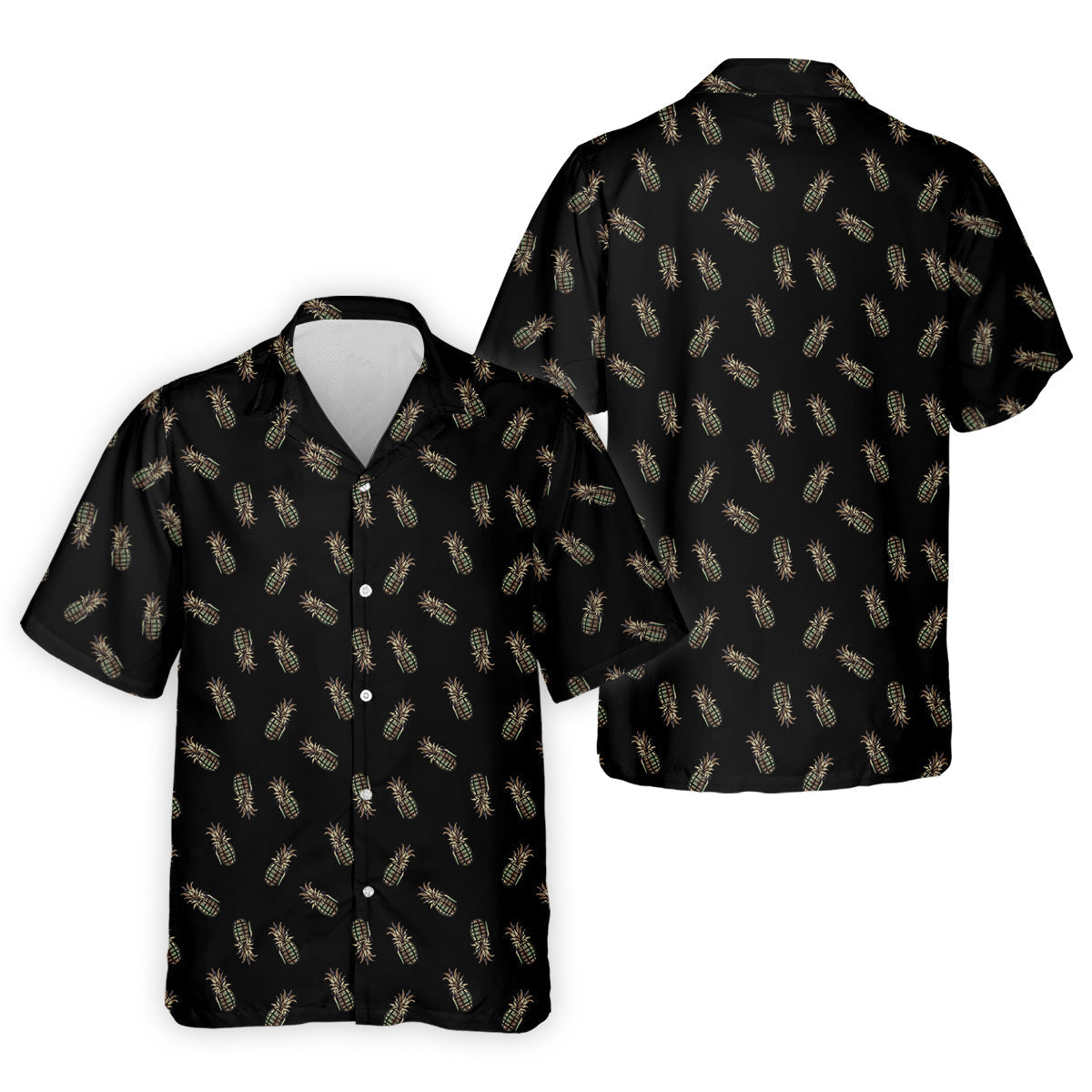 Pineapple Grenade Black Grey Golf Tops For Men, Men Polo, Golf Gift For Men, Golfing Apparel