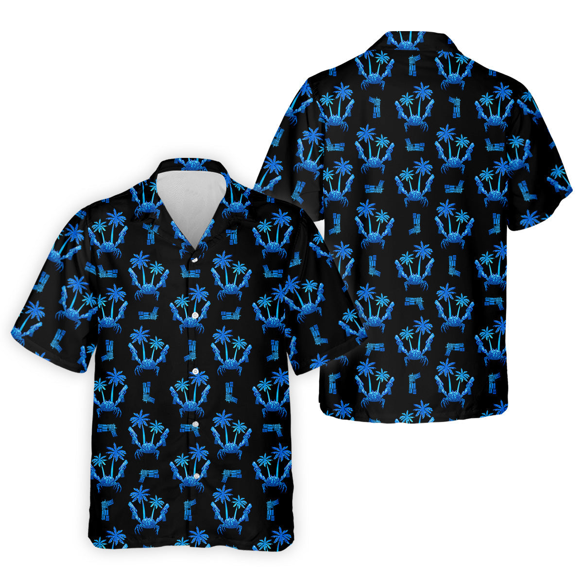 The Blue Crab Tropical Golf Shirts, Black Golf Shirt, Golf Gift For Men, Golf Shirts For Men