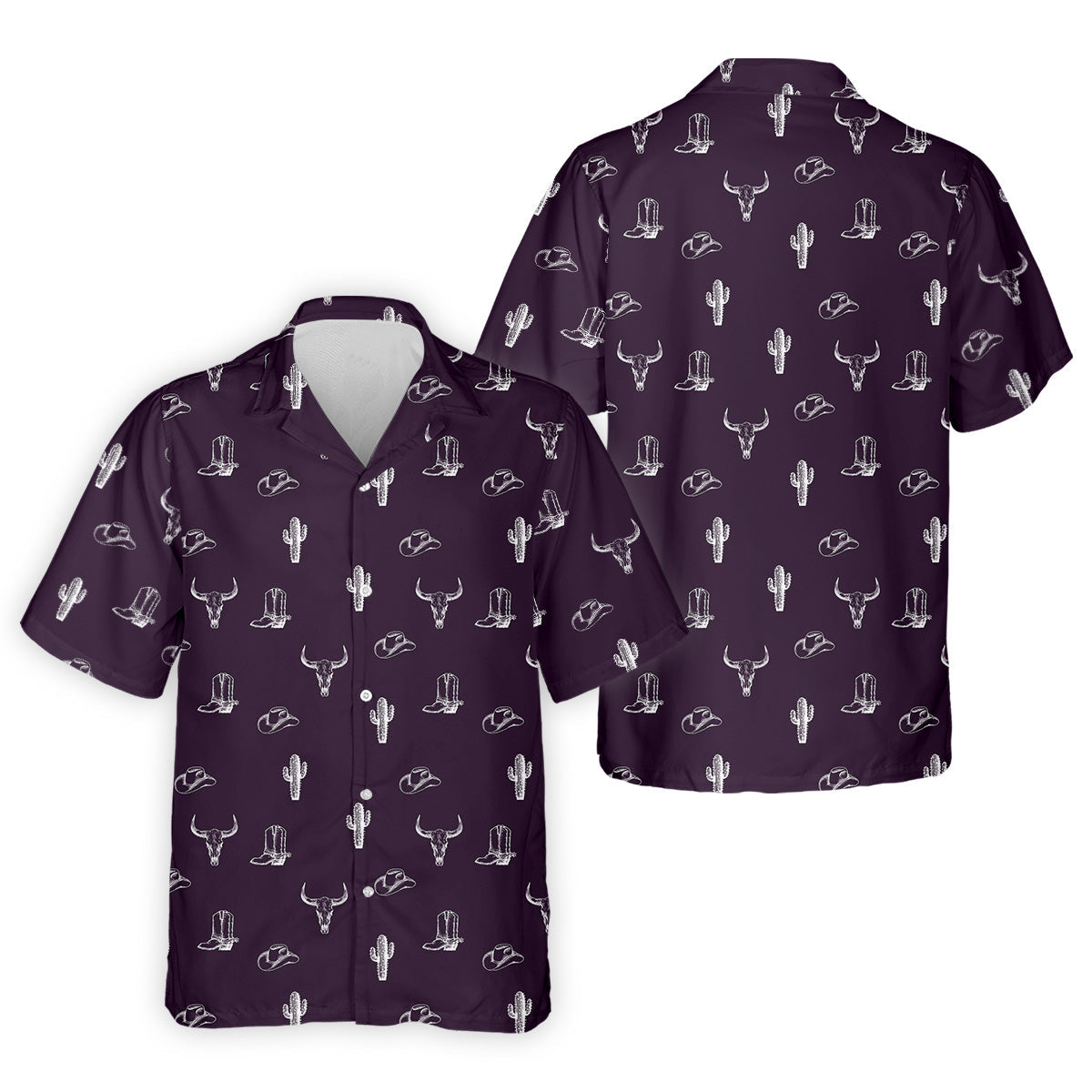 Wild West Cactus Purple Western Golf Shirt, Golf Tops For Men, Polo Shirtor Men, Golfing Apparel