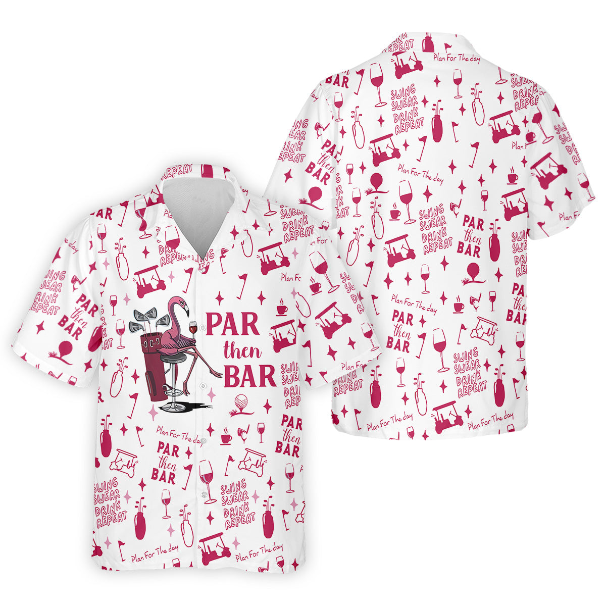 Swing Swear Drink Repeat Par Then Bar Flamingo Golf Shirt, Fun Men's Golf Polos, Polo ShirtFor Men
