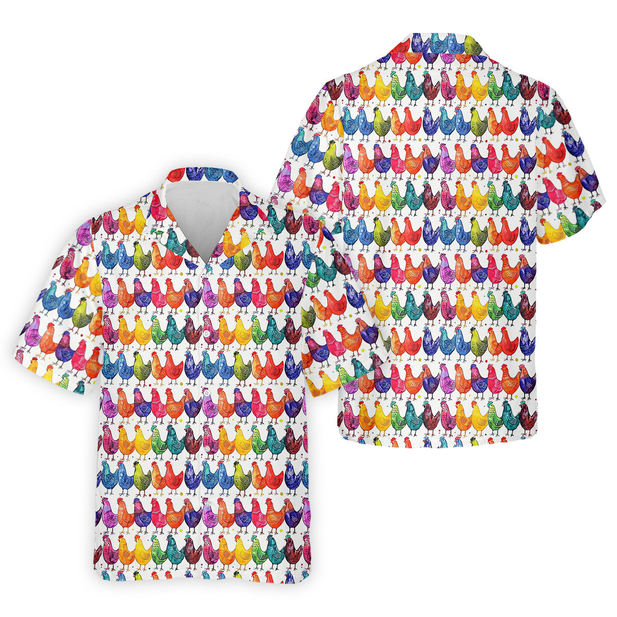 Whimsical Chicken Colorful Golf Shirt, Cute Golf Outfit, Polo ShirtFor Men, Golfing Apparel