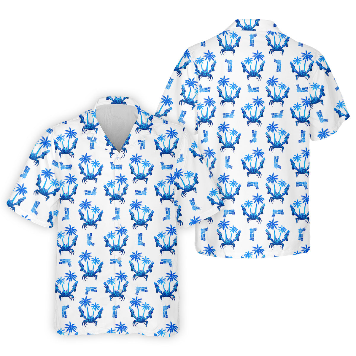 The Blue Crab Tropical Golf Shirts, Golf Gift For Men, Golf Shirts For Men, Golfing Apparel