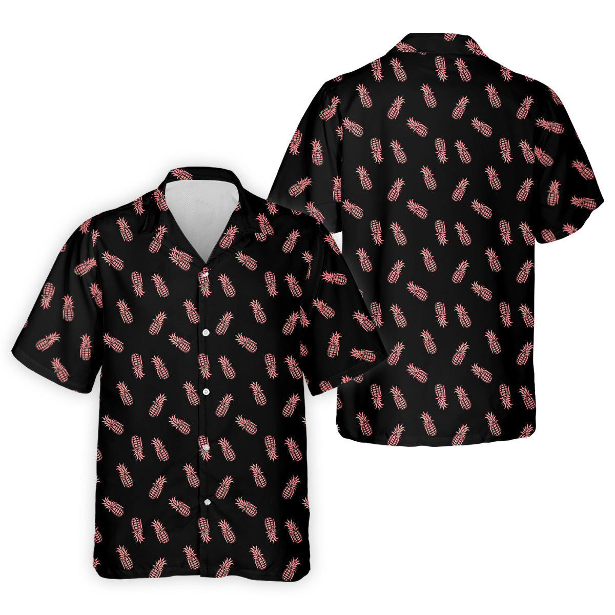 Pineapple Grenade Black And Pink Golf Tops For Men, Men Polo, Golf Gift For Men