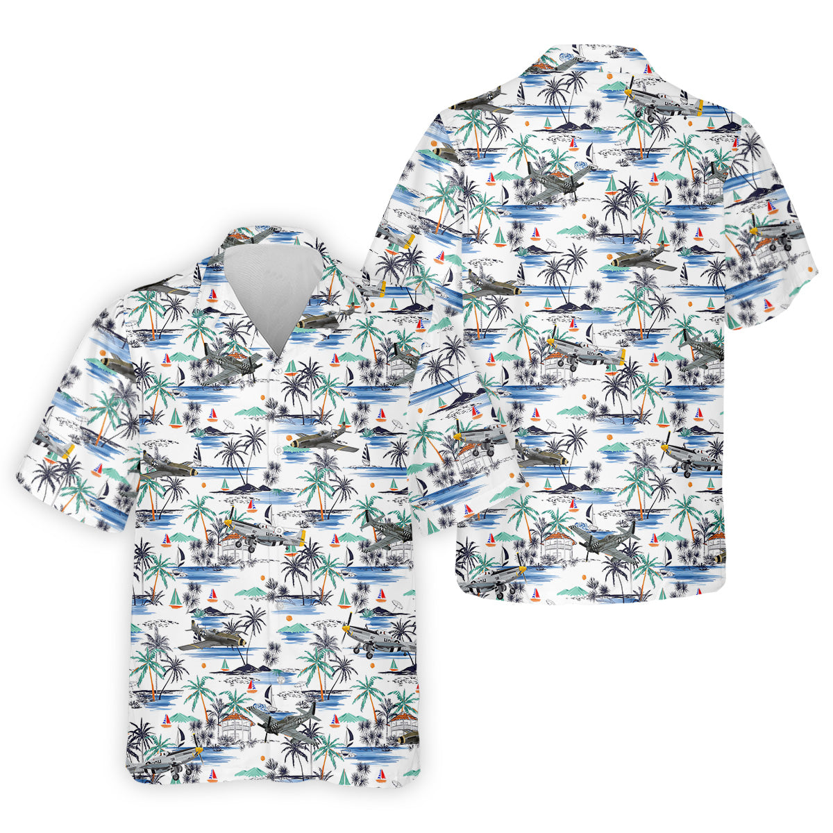 Light Blue Airplane Tropical Golf Shirts, Polo ShirtFor Men, Gifts For Golf Lovers, Golf Shirts For Men