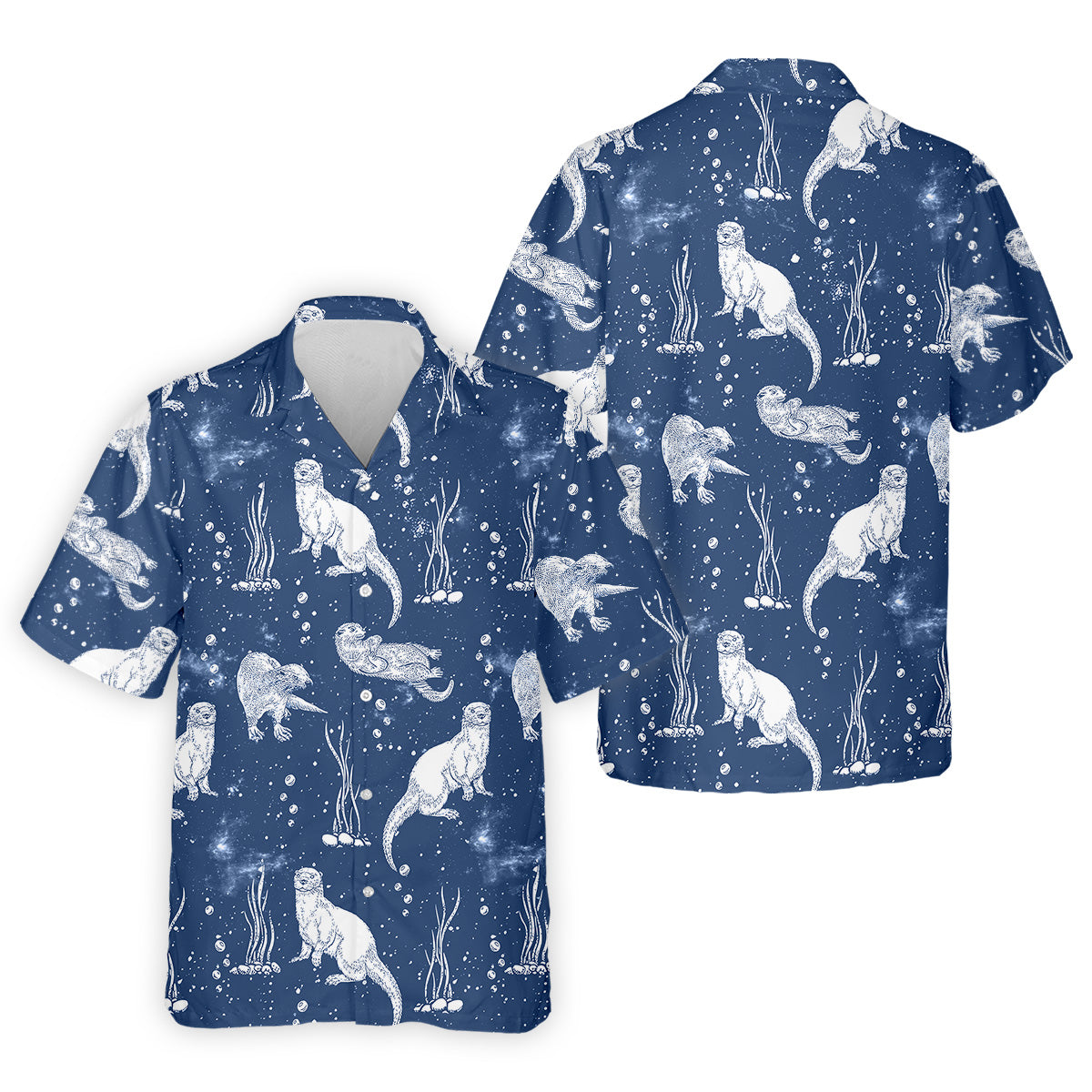 Adorable Otter Ocean Vibe Tropical Golf Shirts, Men's Funny Golf Shirts, Gift For Animal Lovers