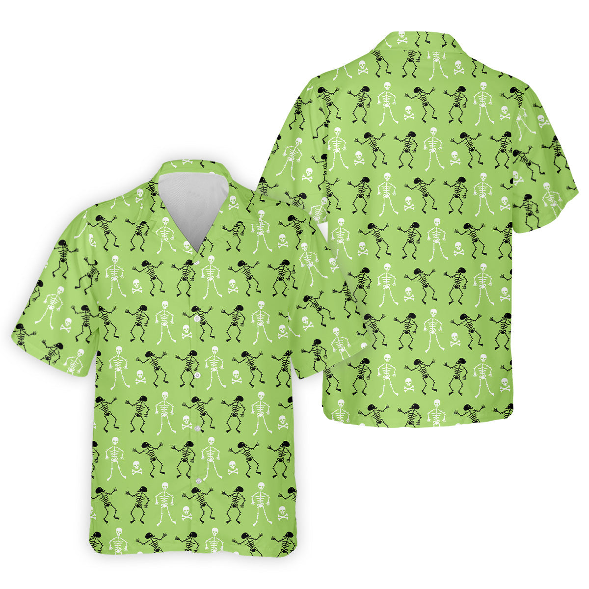 Funny Skeleton Shirt, Halloween Polo Shirt Short Sleeve Button Down, Green Golf Polo, Polo For Men