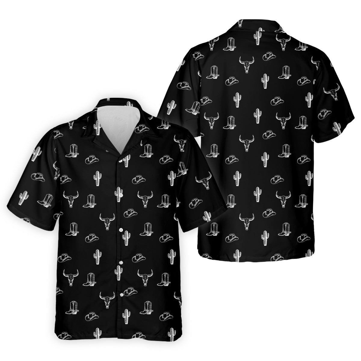 Wild West Cactus Black Western Golf Shirt, Golf Tops For Men, Polo Shirtor Men, Golfing Apparel