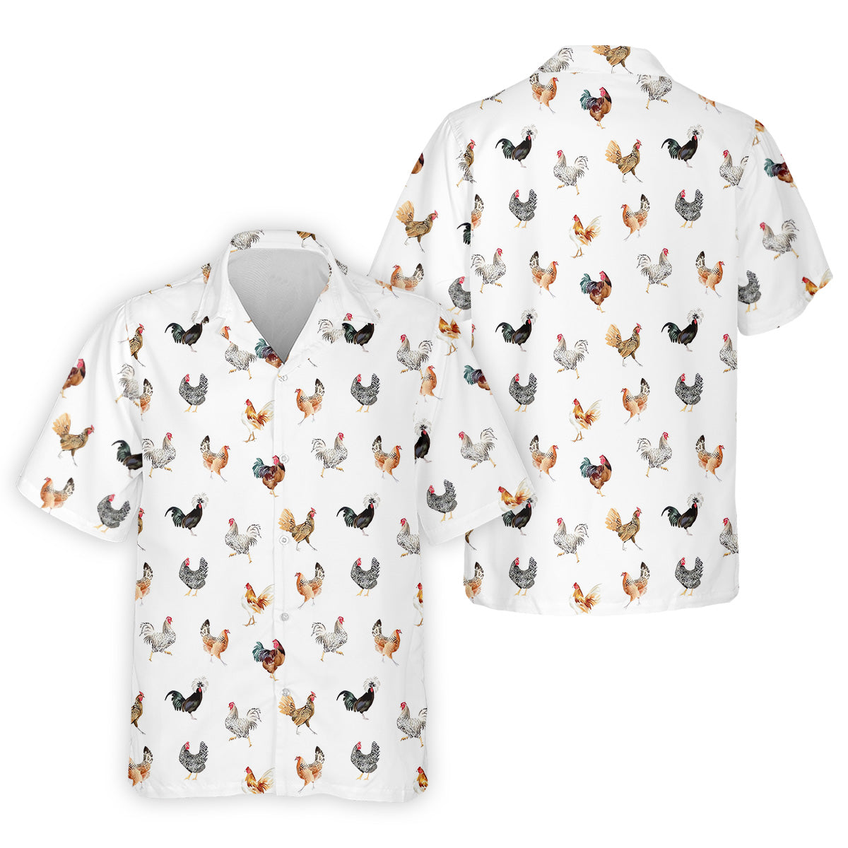 Prancing Chickens Men's White Golf Polo, Gift For Chicken Lover, Polo Shirtor Men, Golfing Apparel