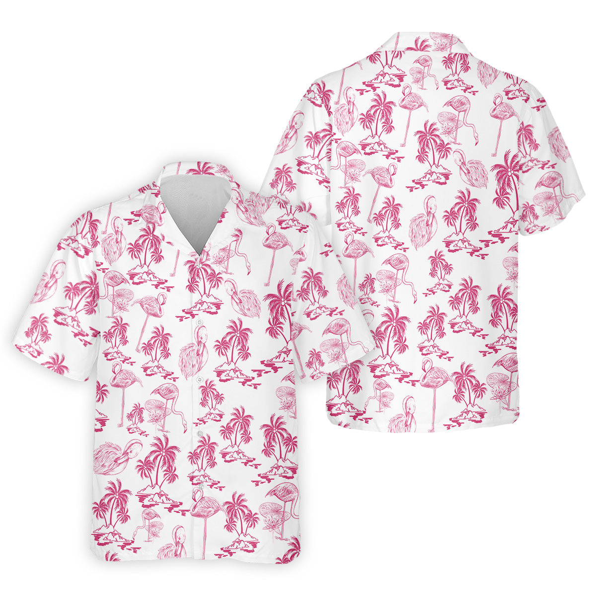 White And Pink Flamingo Tropical Men Polo, Polo ShirtFor Men, Golf Gift For Men, Golfing Apparel