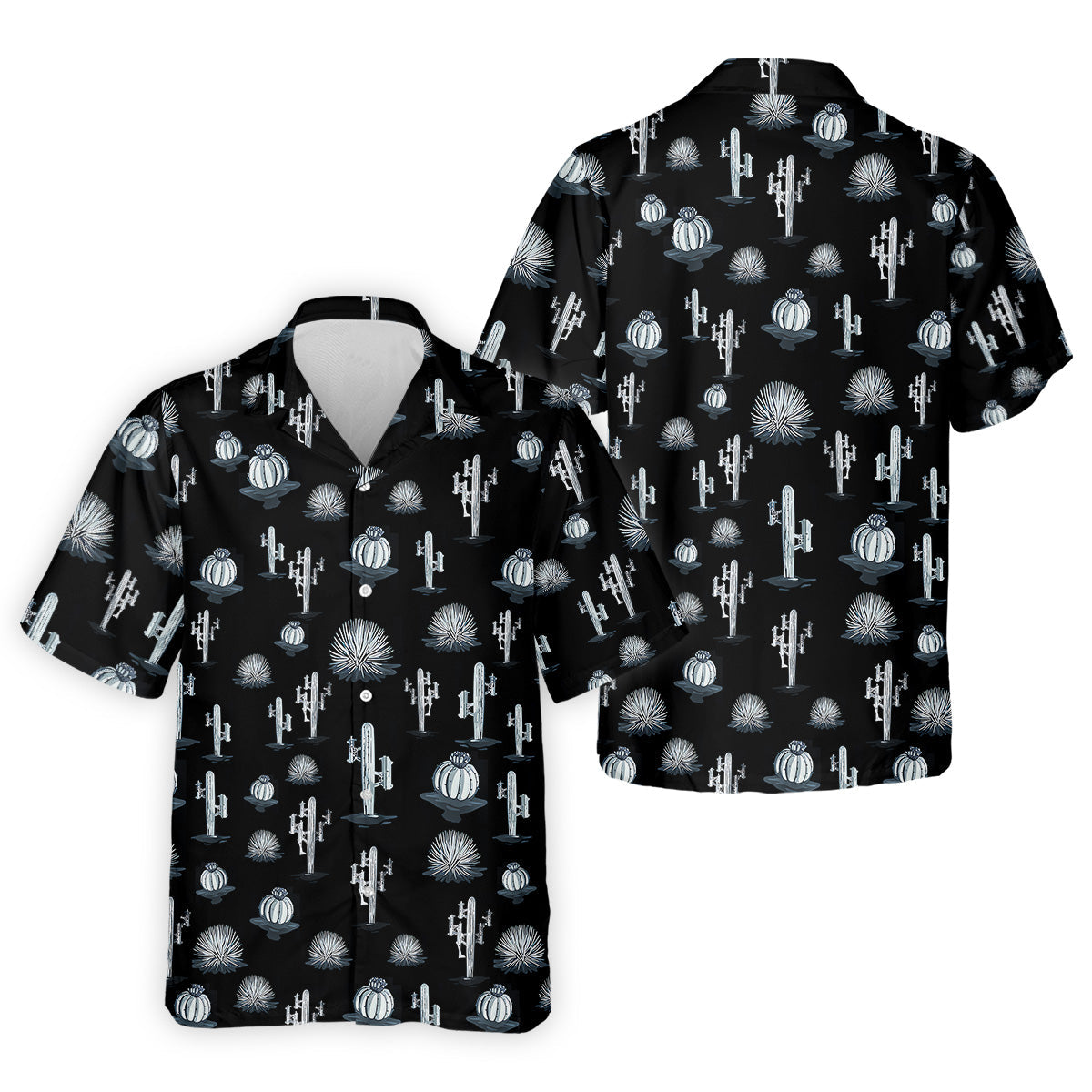 Desert Cactus Black And White Golf Tops For Men, Golf Gift For Men, Golf Shirts For Men