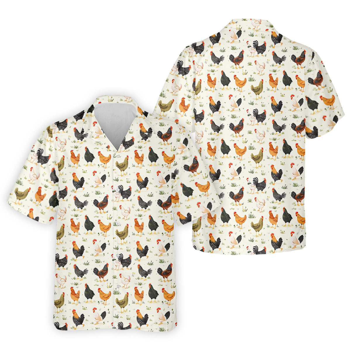 Chicken Rooster Beige Golf Tops For Men, Gift For Chicken Lover, Fun Golf Shirts For Men,Golfing Apparel