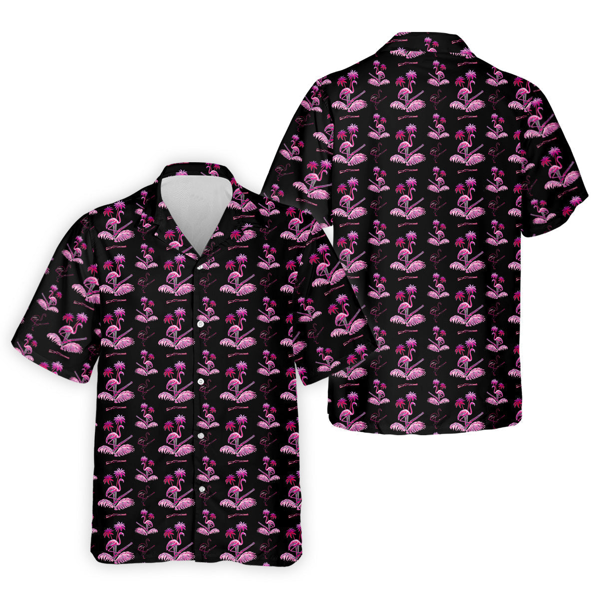 Flamingo Tropical Pink And Black Golf Tops For Men, Golf Gift For Men, Golf Shirts For Men