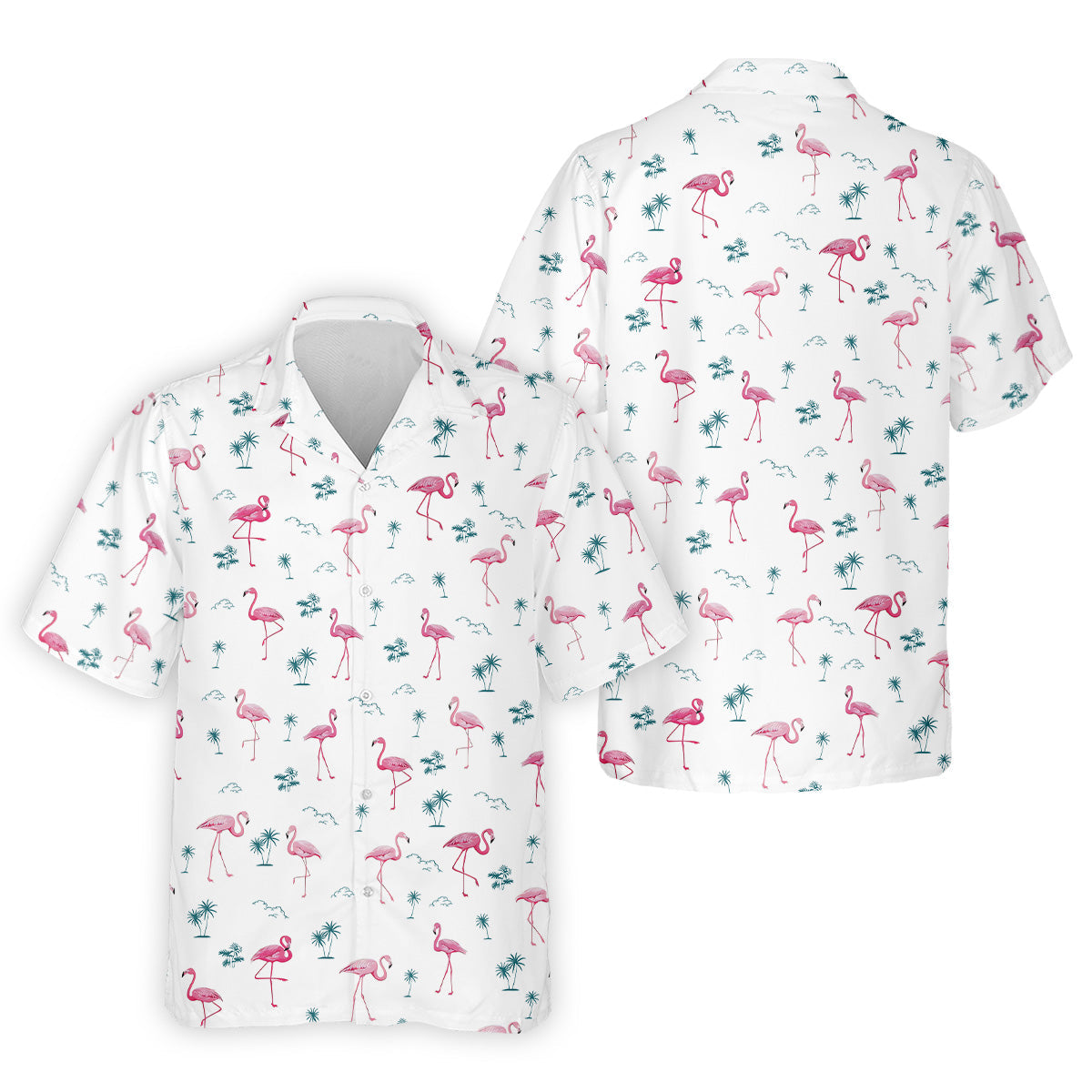 Flamingo Tropical White Polo Shirt, Summer Polo Shirt Unique Gift For Golfer