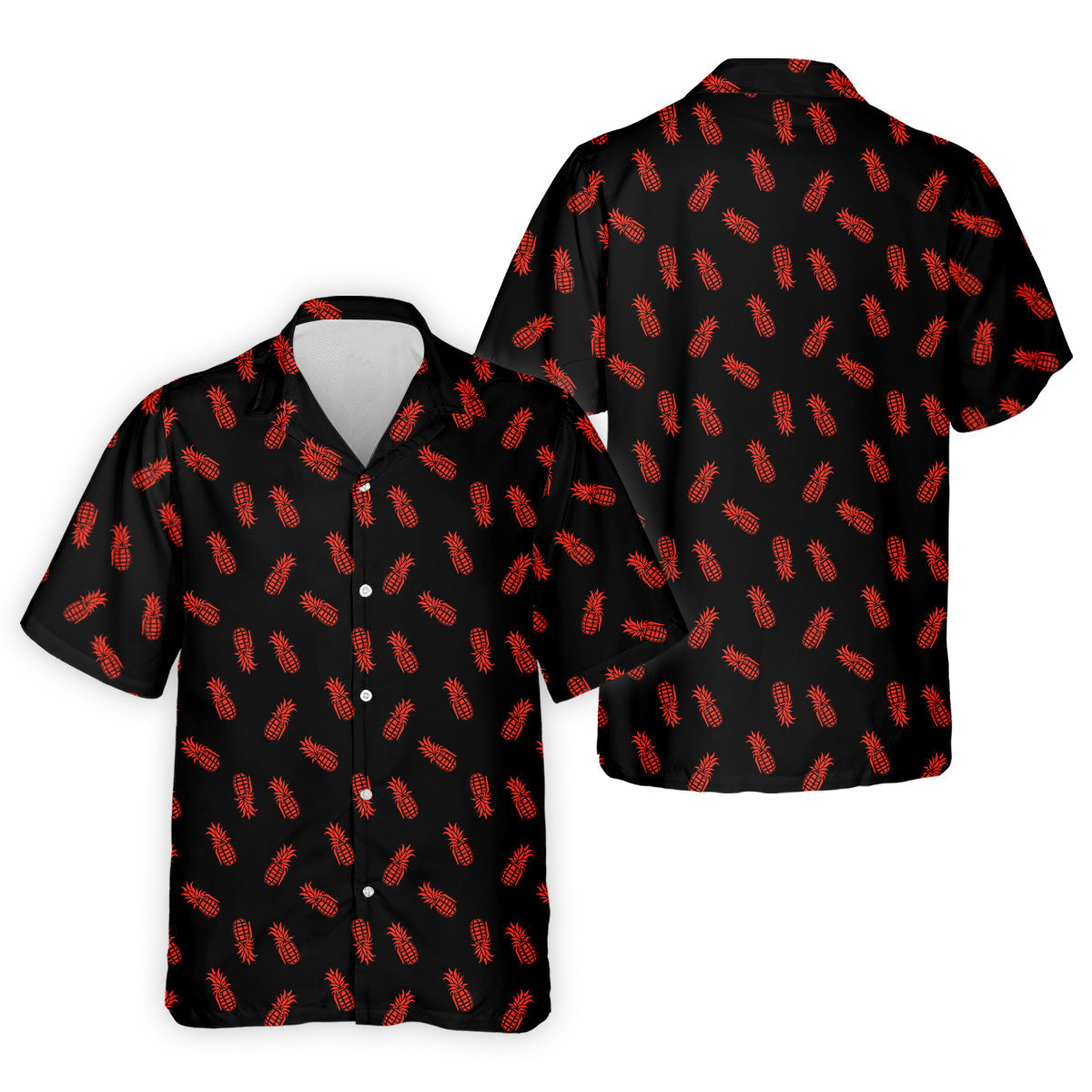 Pineapple Grenade Black And Red Golf Tops For Men, Men Polo, Golf Gift For Men