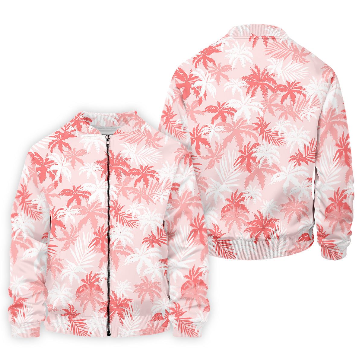 Palm Leaves Print Tropical Pink Golf Tops For Men, Hawaiian Golf Shirts, Polo ShirtFor Men