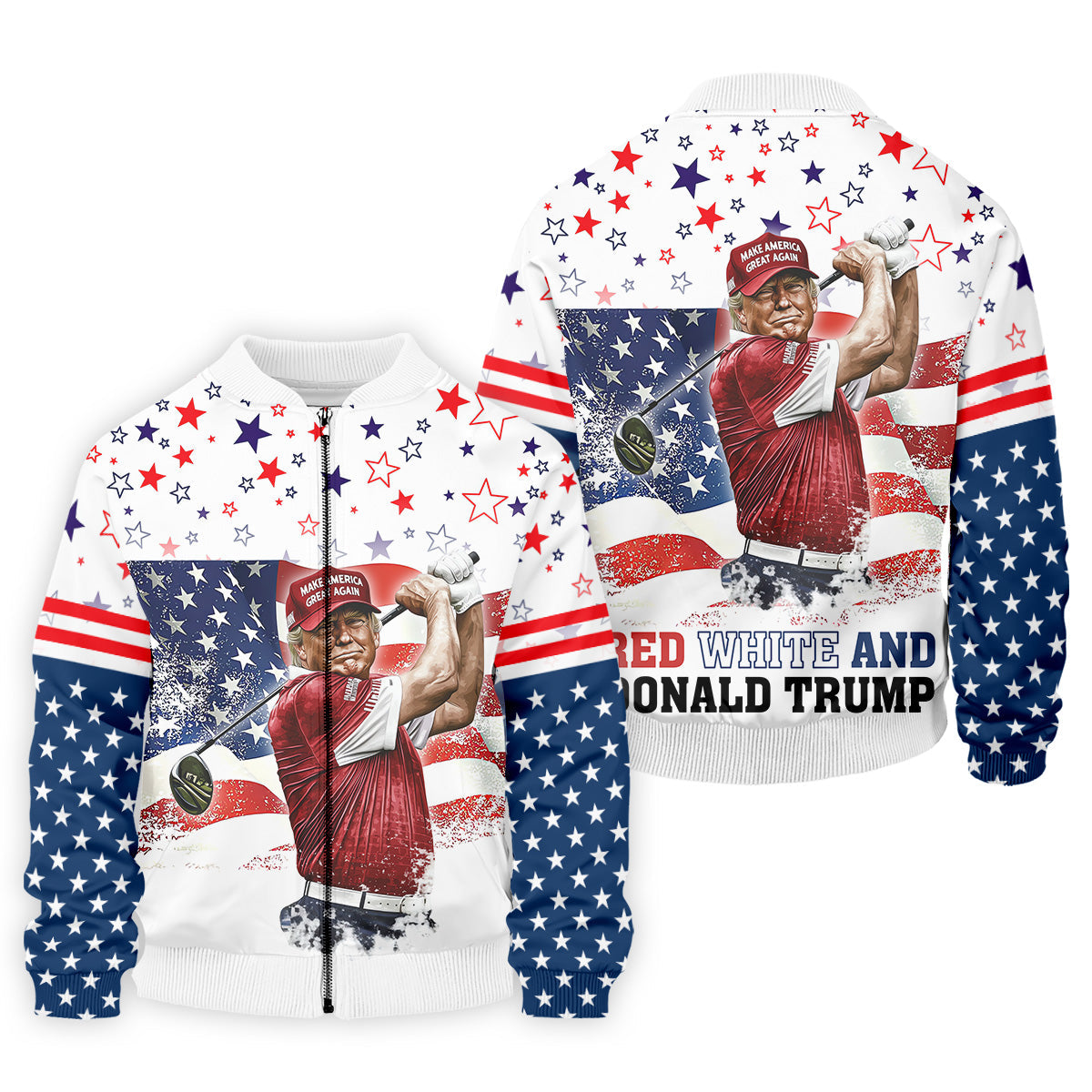 Red White And Donald Trump Men's Patriotic Golf Shirts, Polo ShirtFor Men, Golfing Apparel