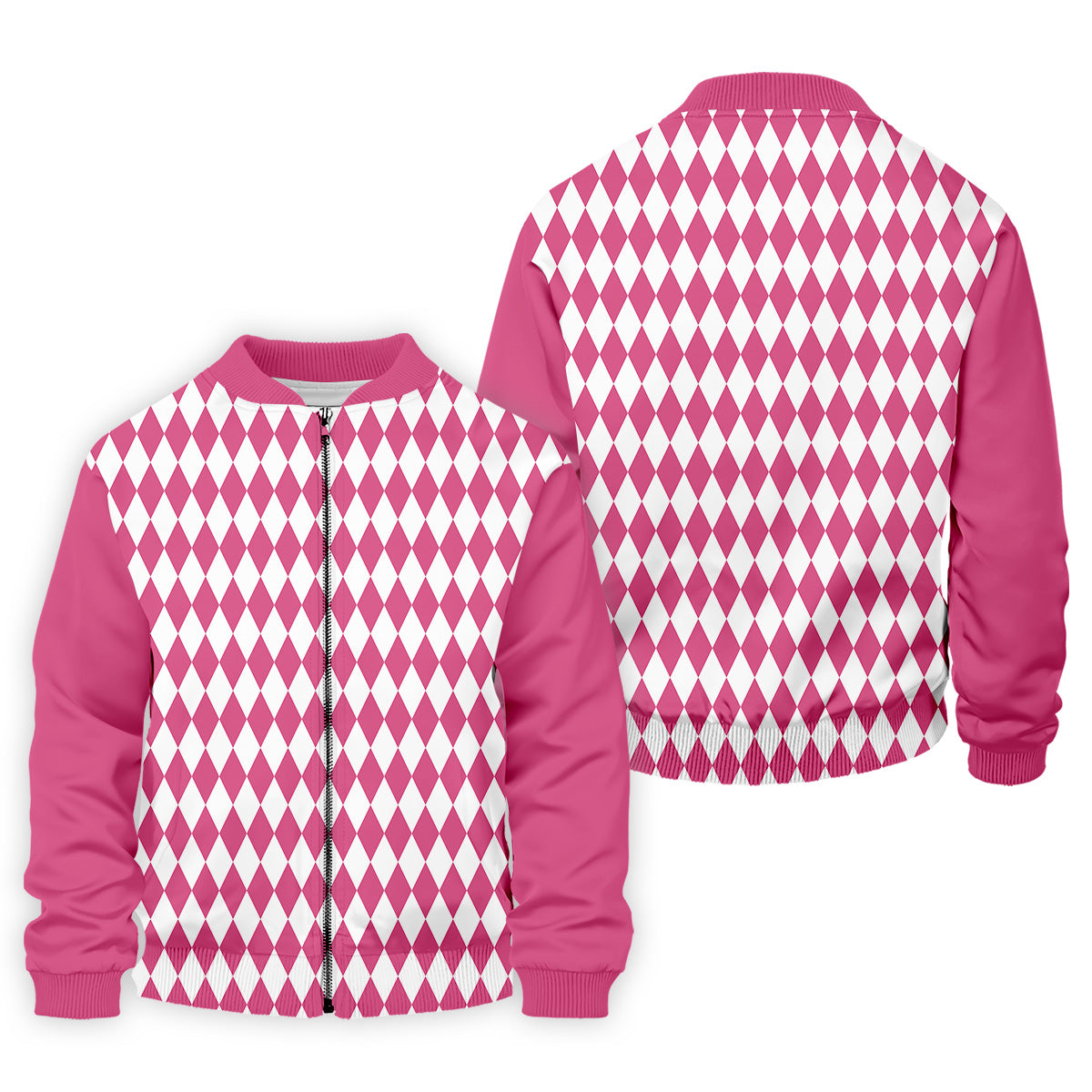 White And Pink Argyle Pattern Men Polo, Polo ShirtFor Men, Golf Gift For Men, Golfing Apparel